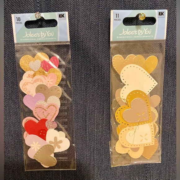 JOLEEs BOUTIQUE 3D Dimensional Stickers; Gold Heart and Pink/Gold Hearts; NWT. - Picture 1 of 5